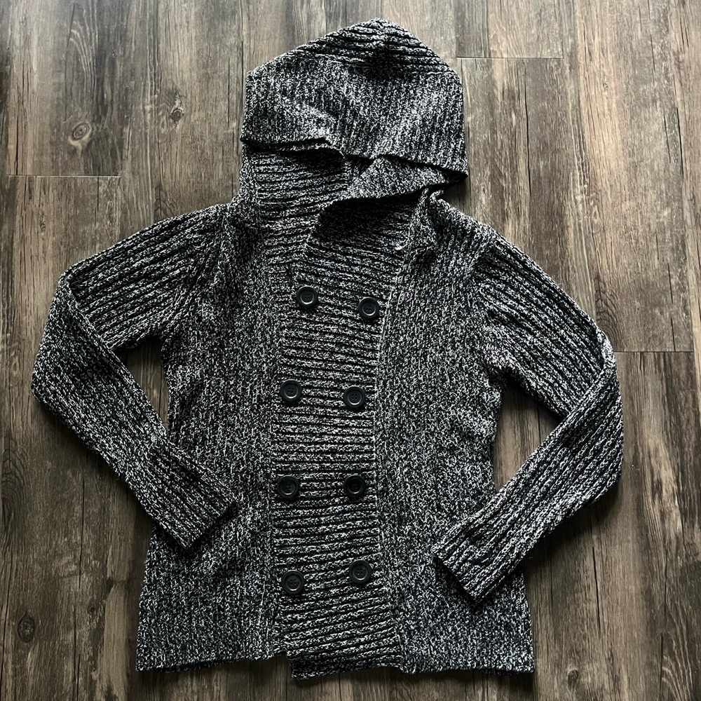 Carducci Button Up Hooded Knit Sweater Sz M